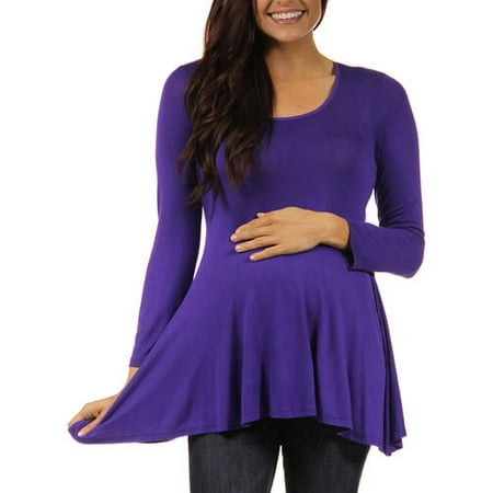24/7 Comfort Apparel Women's Long-sleeve Scoop Neck Maternity Tunic Top