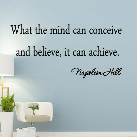 Wall Decor Sayings Inspirational VWAQ What the Mind Can Conceive and Believe, It Can Achieve Vinyl Wall Decals Quotes Inspirational Sayings Home Decor Wall Art Stickers ()