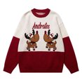 thumbnail image 1 of Gibobby Suéter de Punto Navideño Suéter de punto de de animados vintage para mujer con cuello redondo retro navideño(Rojo,XG), 1 of 3
