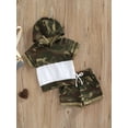 thumbnail image 3 of Franhais 2 Pieces Boys Suit Set, Camouflage Print Short Sleeve Hooded Patchwork Tops+ Shorts for Summer, 0-4 Years, 3 of 8
