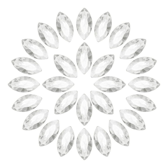 Uxcell 100Pcs Horse Eye Shape Rhinestones Glass Point Back Beads for Jewelry Making, White 6x12mm