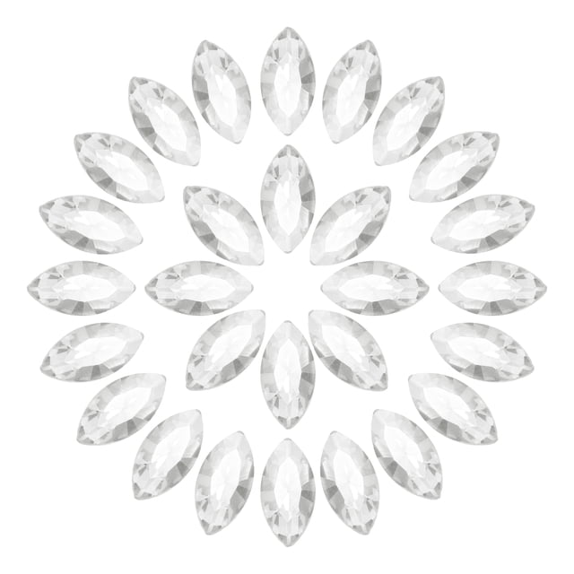 Uxcell 50Pcs Horse Eye Shape Rhinestones Glass Point Back Beads for Jewelry Making, White 6x12mm