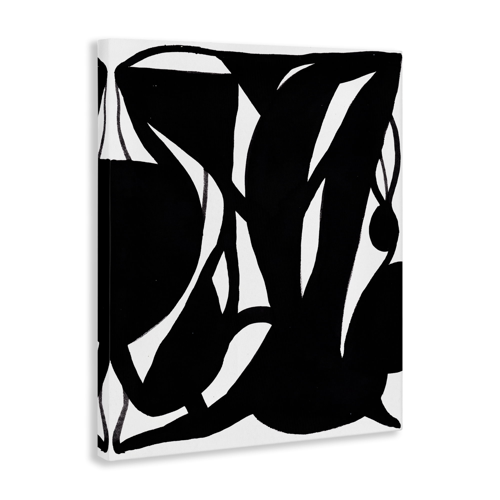 Stupell Industries Black Swirled Ink Abstract Painting Wrapped Canvas Art Print Wall Art, 24 x 30