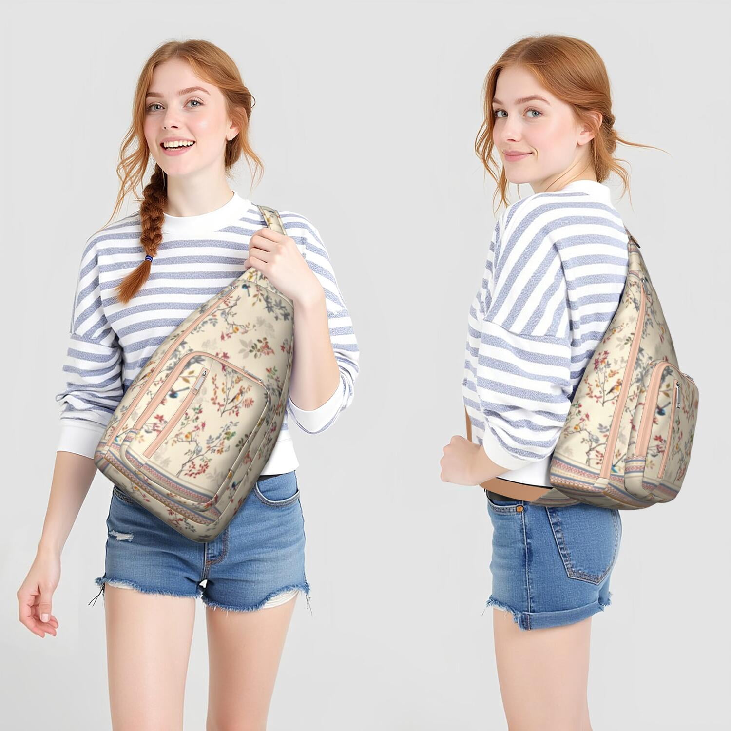 Durable Breathable Sling Bag with Daisy Pattern for Tactical Use