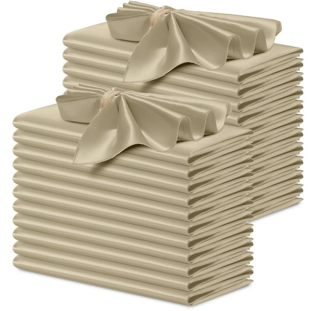 Servilletas de satén P Pothuiny, 24 unidades, 43 x 43 cm, color beige, cuadradas