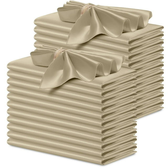 Servilletas de satén P Pothuiny, 24 unidades, 43 x 43 cm, color beige, cuadradas