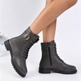 thumbnail image 6 of Willtoo Womens Ankle Boots Buckle Decor Lace Up Side Zipper Booties Low Block Heel Lug Sole Casual Short Boots for Winter Daily Wear, 6 of 6