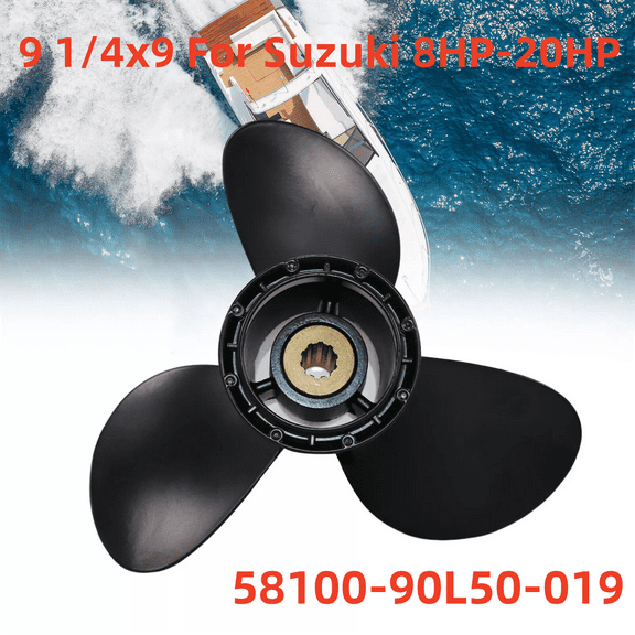 Aluminum Boat Propeller 9 1/4x9 For Suzuki Outboard Engine 8-20hp 10 Tooth 9.25"