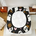 thumbnail image 5 of Manfei Kids Cute Ghost Twin Sheet Sets, Halloween Skull Skeleton Twin Fitted Sheet, Gothic Spider Web Flat Sheet, Breathable Home Decor, 3pcs, 5 of 7