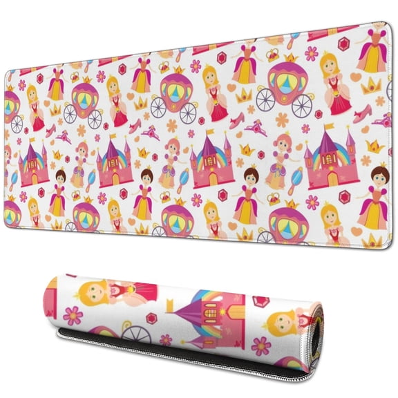 Long Mouse Pads for Desk,Colorful Princess Castle Carriage Desk Mats on Top Of Desks, Desk Mouse Pad Extra Large with 3mm Non-Slip Base and Stitched Edge for Gaming,Work,Home 31.5"x11.8"