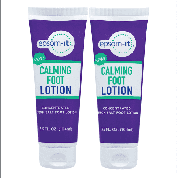 Epsom-It Calming Foot Lotion 3.5oz Tube, 2-Pack – Magnesium Cream for Leg Cramps & Sore Feet Relief