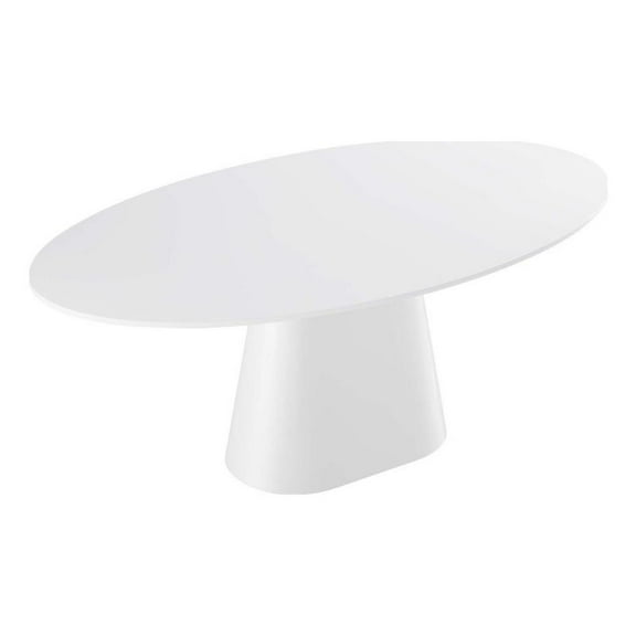 Pemberly Row Modern 75" Oval MDF Wood Dining Table in White Finish