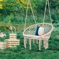 thumbnail image 2 of Patiojoy Hanging Hammock Chair Macrame Swing Chair Beige with Soft Cushion for Bedroom, Patio, Backyard, Balcony, 2 of 10