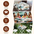 thumbnail image 6 of Round Table Cover 45-54 Inch Teal Tulip Butterfly Waterproof Reusable Table Cloth Round Fitted Vinyl Tablecloth with Elastic Edged for Parties Outdoors, Beige Turquoise Floral Farmhouse Blue, 6 of 6
