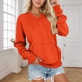 thumbnail image 2 of VISALY Pullover Sweatshirt for Womens Plus Size Sweatshirts V-Neck Pullover with Pocket Fall Winter Loose Fit Tops Long Sleeve Shirts Oversized Lightweight Sweatshirt Basic Tops Orange L, 2 of 5