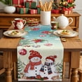 thumbnail image 4 of Table Runner 70 Inch Long - Snowman Deer Christmas Tree PoinsettiaDecorative Table Scarf,Xmas Ornaments Berry LeafDining Table Runners for Wedding Party Kitchen Dining Tables, 4 of 9