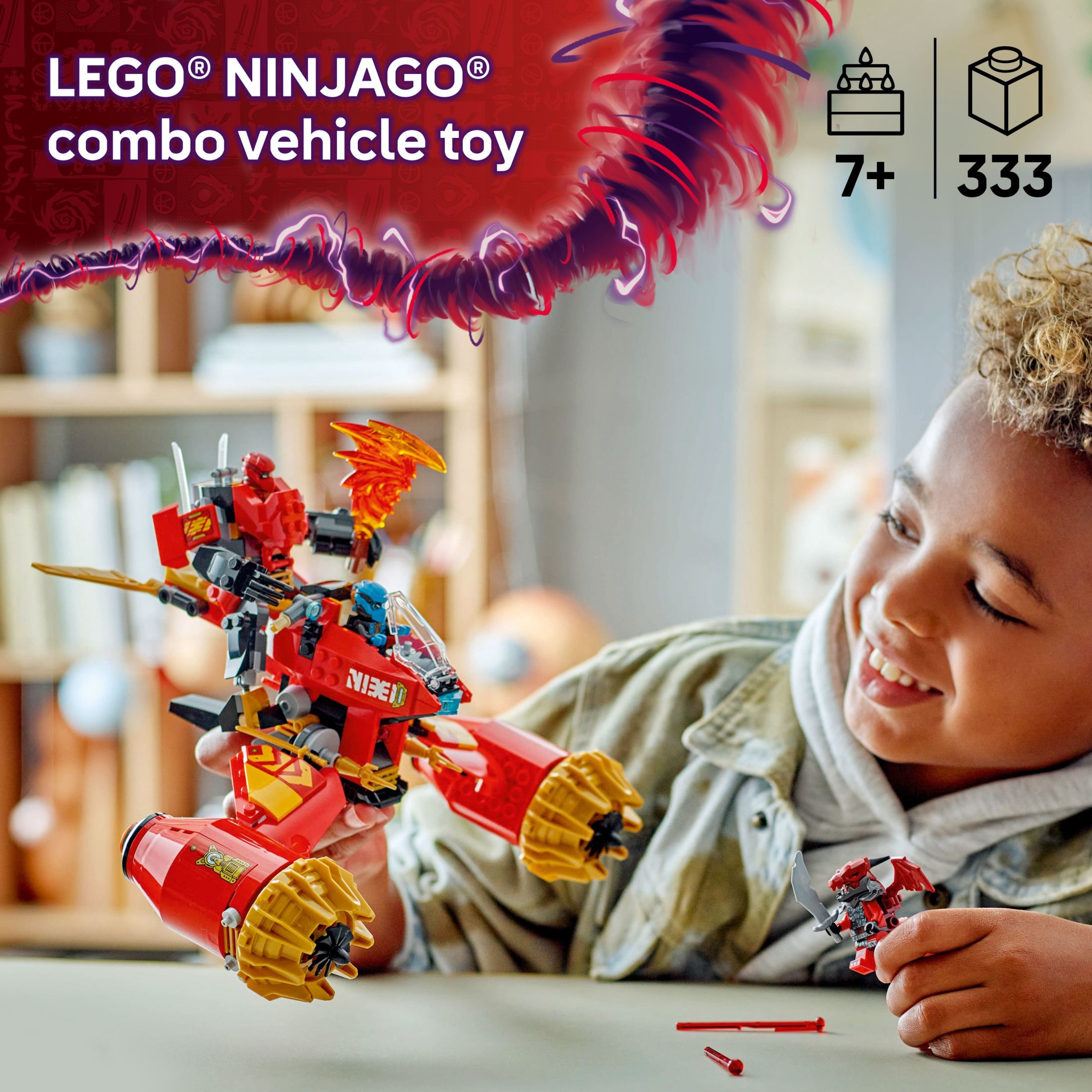 LEGO NINJAGO Jinete de la Tormenta de Kai Figura de Acción - Juguete de Construcción de Juego de Roles para Niños y Niñas, Mayores de 7 Años - Juguete Ninja para Niños con 3 Minifiguras - Idea de Regalo para Cumpleaños - 71830 3