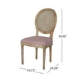 thumbnail image 5 of GDF Studio Touro French Country Fabric Upholstered Wood and Rattan Dining Chairs, Set of 2, Light Blush and Natural, 5 of 7