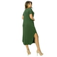 thumbnail image 2 of Yelete Womens Casual Curved Hem Midi Dress with Pockets (Green, Small), 2 of 3