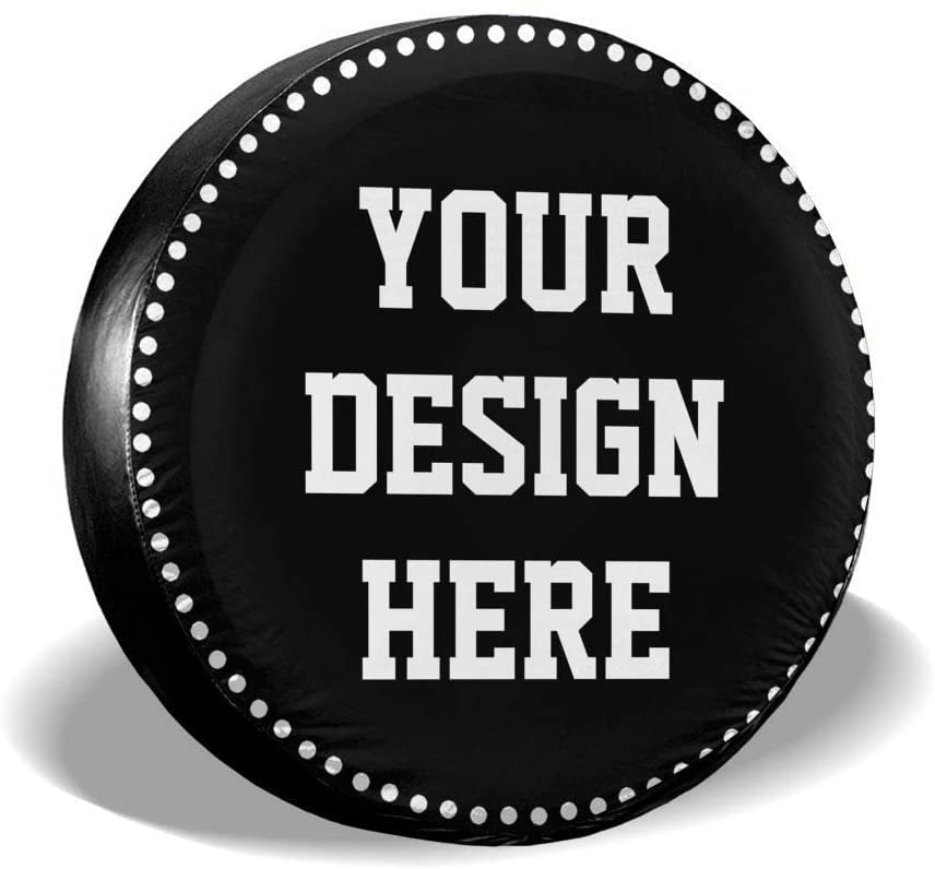 Customized Personalise Text Image Custom Spare Tire Cover Custom Made Tire Cover Protectors Weatherproof Dust-Proof for Camper Trailer Truck Travel RV SUV Universal All Vehicles 14in 