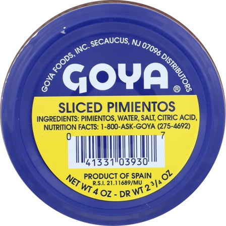 Pack of 24 Goya Pimento Red Fancy Sliced 4 oz
