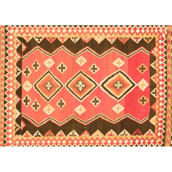 Ahgly Company Indoor Rectangle Oriental Orange Traditional Area Rugs, 5' x 7'