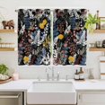 thumbnail image 2 of Wildflowers Blossom Kitchen Curtains Window Panels, Black Spring Garden Botanical Floral Insulated Window Treatment Curtain, Grommet Curtains for Bedroom/Living Room/Bathroom, 2 Piece 52"Wx63"L, 2 of 8