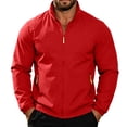 thumbnail image 2 of Men's Classic Zip Front Polar Fleece Jacket Red 4XL, 2 of 7