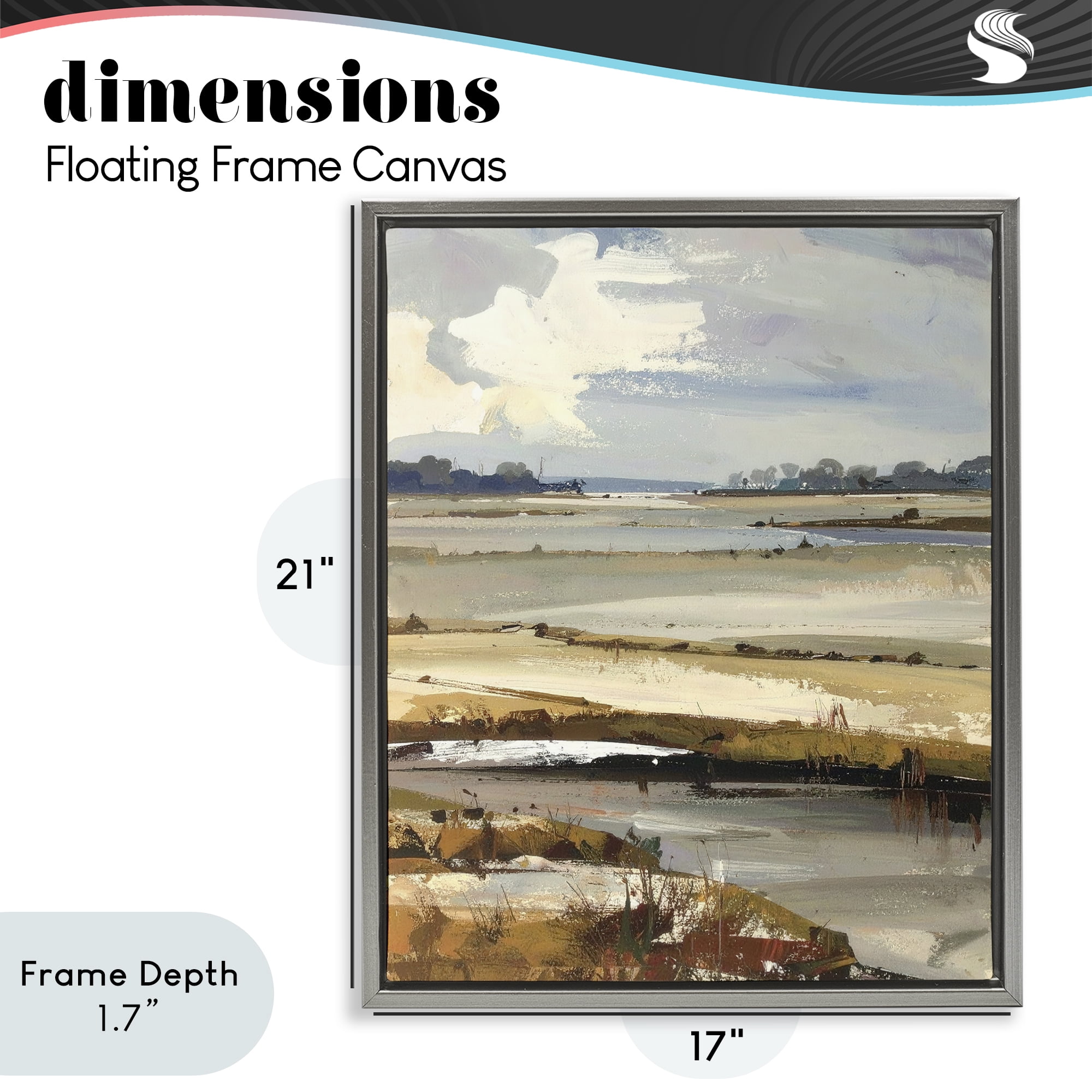 Stupell Industries Earthy Distant Horizon Gray Framed Floater Canvas Wall Art, design by Alonza Saunders