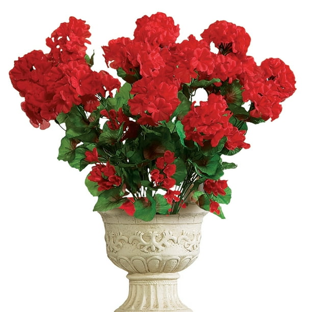 Collections Etc Artificial Geranium Fl Bush Set Of 3 Maintenance Free Flowers For Indoor Or Outdoor Display Use Bouquets Separately Combine All Red Com Collections Etc Artificial Geranium, Michaels Outdoor Silk Flowers