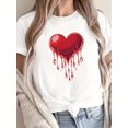thumbnail image 1 of Camiseta 100% de San Valentín para mujer: manga corta informal con gráfico único de corazón derretido, suave y ligera, ideal para San Valentín. Para adultos, hombres, mujeres, adolescentes, jóvenes., 1 of 4