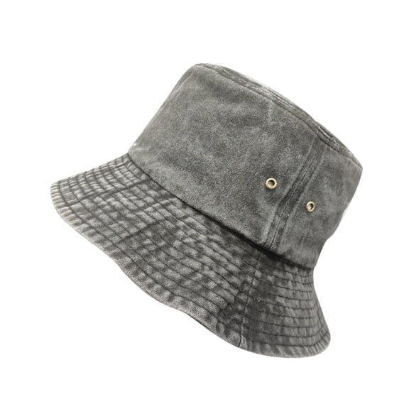 Pxiakgy Washed Cotton Bucket Hats Packable Summer Outdoor Cap Travel Beach Sun Hat Plain Colors for Men Women Outdoor Fishing Hiking Safari Boonie Hat Vintage Denim Bucket Hat Hollow Fisherman Hat