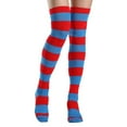 thumbnail image 3 of Striped Patterned Socks (Thigh High) Blue and Red, 3 of 3
