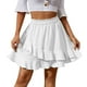 thumbnail image 1 of 2025 Falda corta lisa con volantes irregulares y cintura alta para mujer, estilo informal de verano, 1 of 1