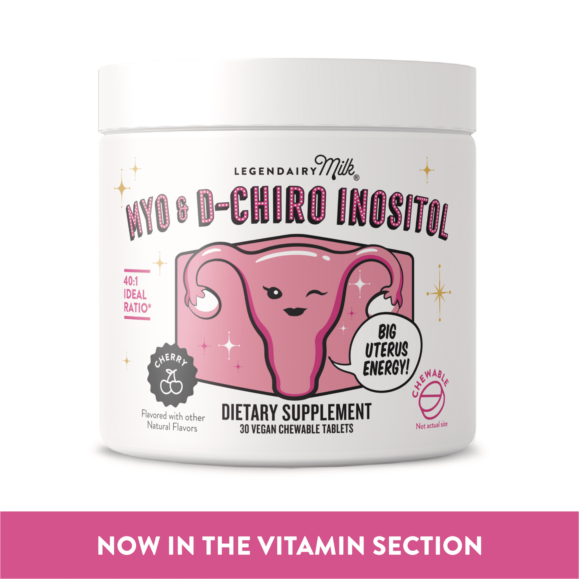 Legendairy Milk Myo and D-Chiro Inositol Chewable Tablets, Dietary Supplement, 30 Count