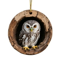 geerera 2D Acrylic Owl Ornament, Tree Hole Animals Christmas Decor, Hanging Holiday Pendant, for Christmas Tree Holiday Party Gifts Decoration