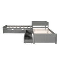 thumbnail image 5 of Bellemave L Shaped Platform Bed with Trundle and Drawers, Wood Twin Szie Corner Bed Built-in Desk, Twin Bed Frame for 3 Teens Adults (Gray), 5 of 8