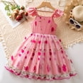 thumbnail image 5 of Rggeeun Girls Dresses Floral Embroidered Mesh Party Dress With Flutter Sleeves And Straps Toddler Kids Leisure Casual O-Neck Sundress, 5 of 9