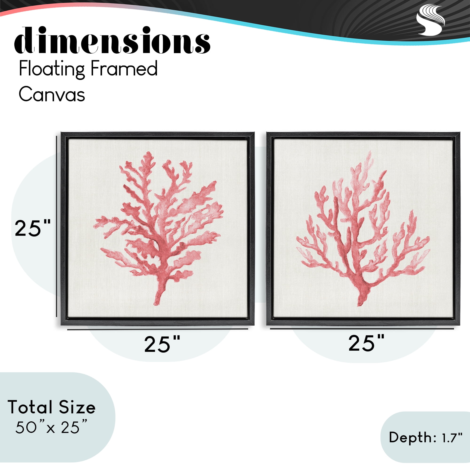 Stupell Industries Rosy Pink Coral Branches 2 Piece Black Framed Floater Canvas Set, design by Janet Tava