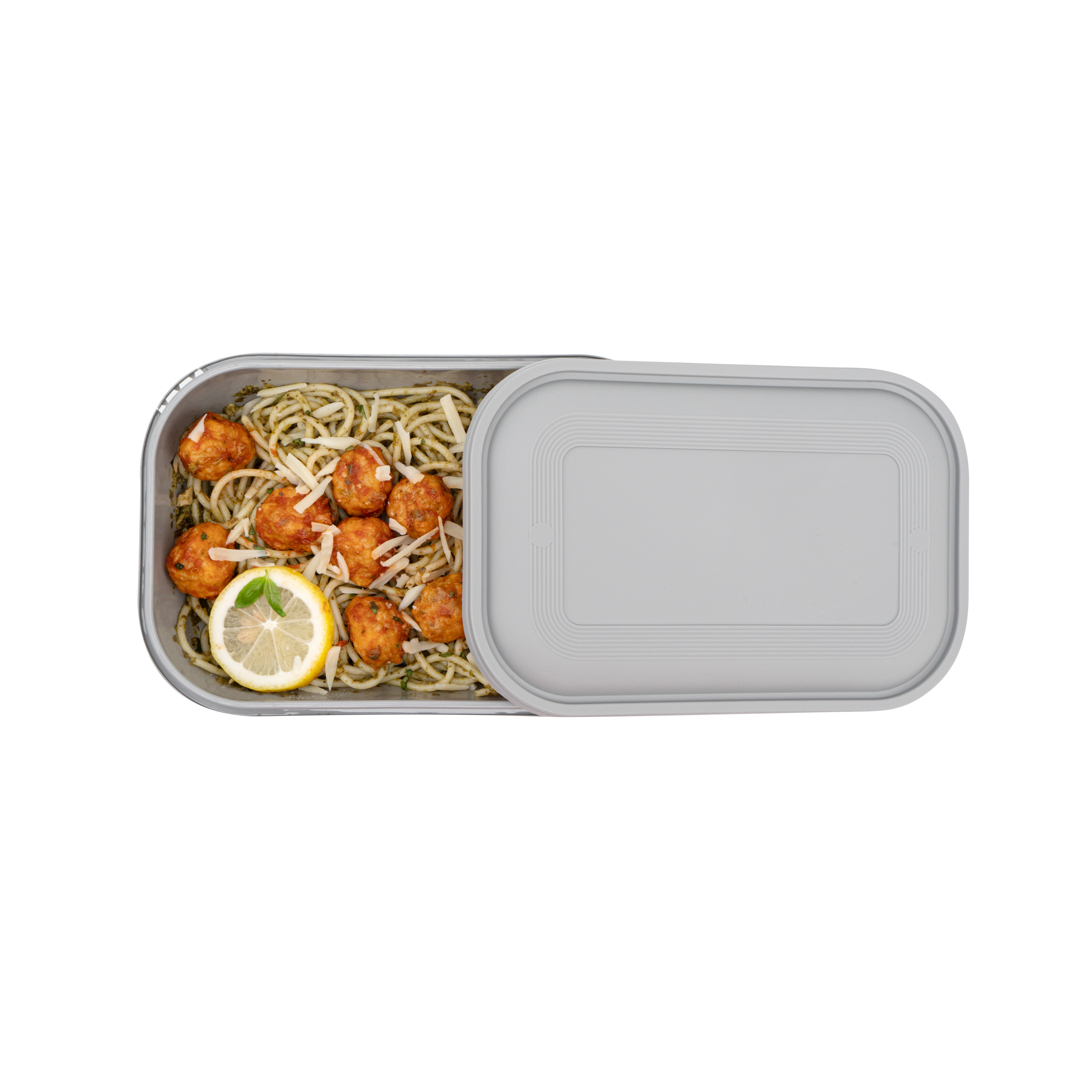 Futura 46 oz Matte Gray Plastic Tamper-Evident Container - with Lid,  Microwavable, Inserts Available - 8 3/4 x 6 x 3 - 100 count box