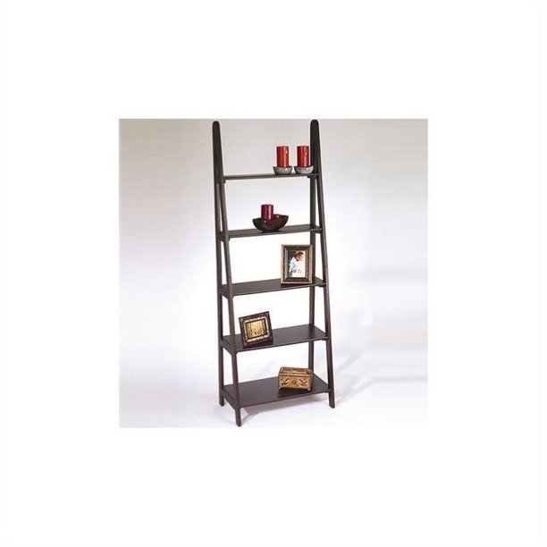OSP Home Furnishings Espresso Ladder Bookcase with 5 Storage Shelves
