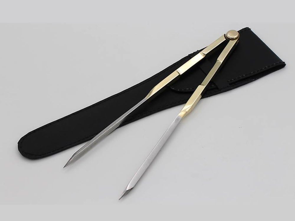 Brass Navigation Divider, Straight Navigation Divider (Large) for Maritime & Naval, Antique Geometry Drafting Compass, Geometry Drafting Compass Professional Work with Leather Case
