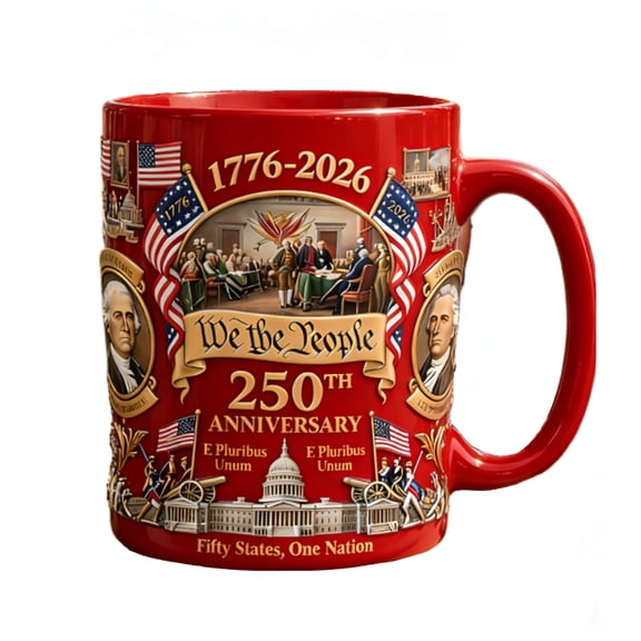 12oz 250th Anniversary Mug – 350ml Military Theme Ceramic Commemorative Coffee Cup, Large Capacity Heat-Resistant Mug for Graduation, Anniversaries, Retirement & Holiday Gifts (Red)