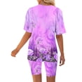 thumbnail image 4 of Blusas para las Mujeres Casual Impreso Cuello en V Manga Corta Blusa Pantalones Cortos, Conjuntos de Ropa para las Mujeres, 4 of 5