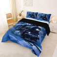thumbnail image 2 of Manfei Classic Train Queen Comforter Set,Snowy Mountain Comforter Sets Queen,Blue,Black Reversible,3-Piece,1 Comforter and 2 Pillowcases, 2 of 7