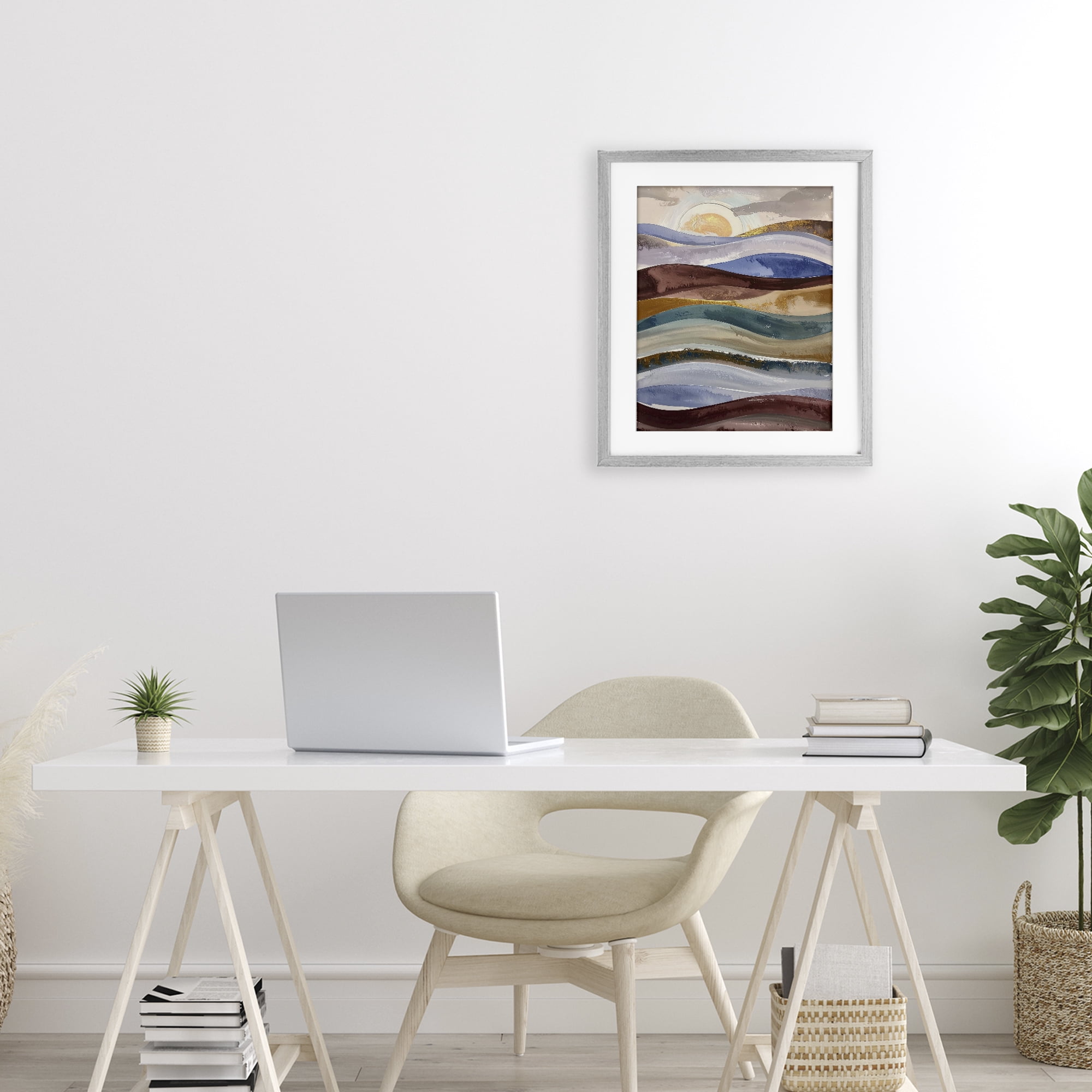 Stupell Industries Layered Ocean Flow Gray Framed Print Under Glass, design by Alonza Saunders