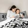 thumbnail image 5 of Manfei Plaid Letter H Twin Bedding Sets 7-Piece for Teens, Black White Monogrammed Bedding Comforter Set, Vintage Mandala Damask Reversible Sheet Sets, Super Cozy Room Decor, 5 of 8