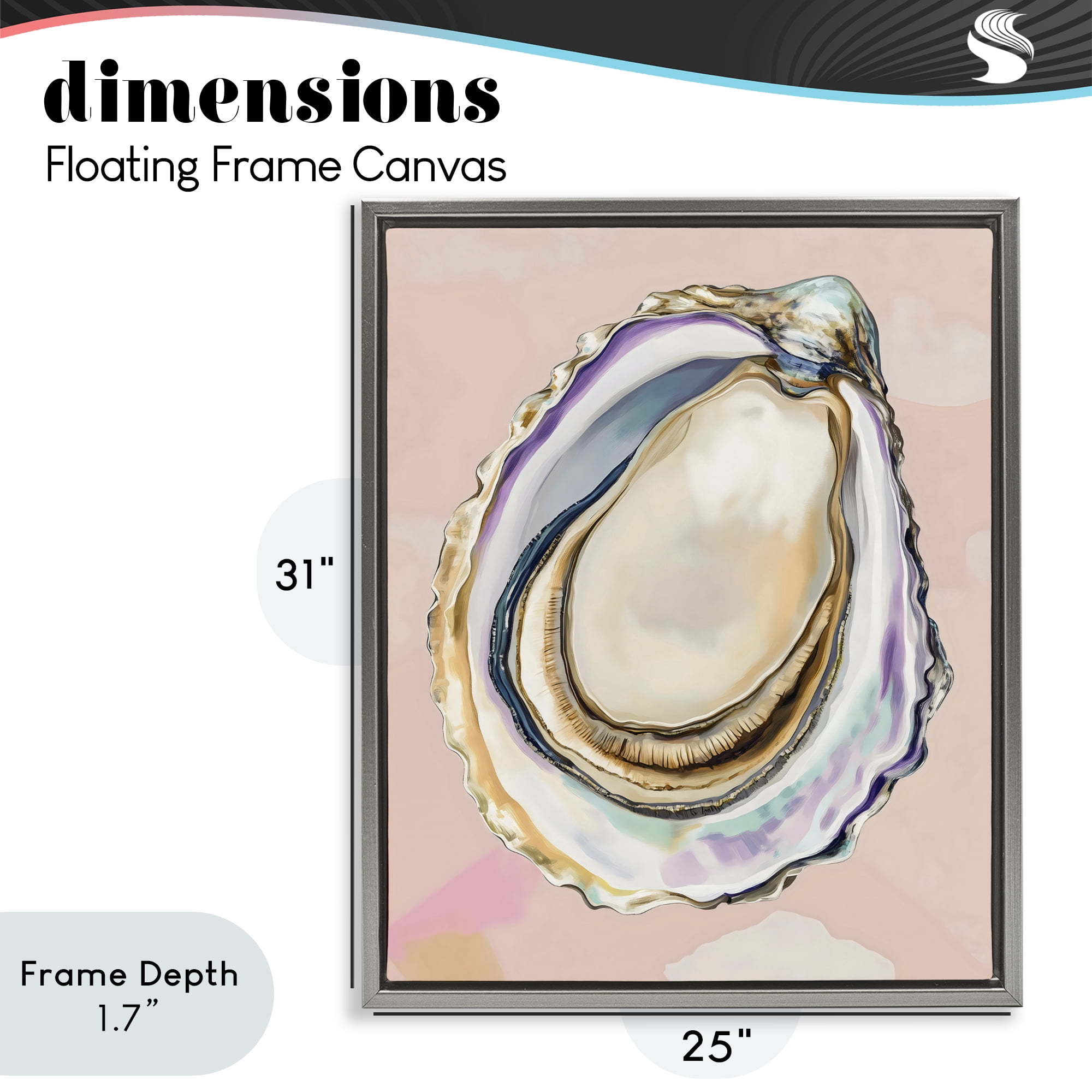 Stupell Industries Pink Oyster Shell Elegance Gray Framed Floater Canvas Wall Art, design by The Prints Vibe
