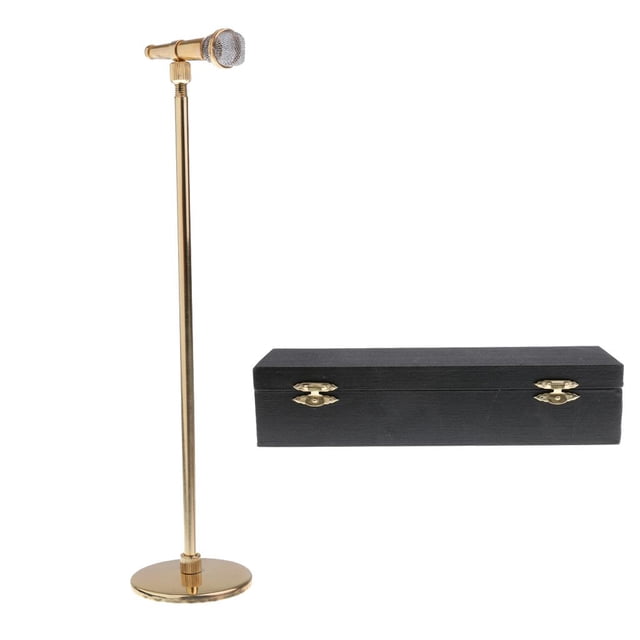 Miniatura Modelo de Micrófono de Pie de Altura Ajustable de Cobre Decoración para 1: 6 Figuras de Acción Sunnimix Accesorio de 12 pulgadas