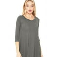 thumbnail image 4 of Women's Loose Fit 3/4 Sleeve Round Neck Jersey Knit A-Line Solid Midi Dress, 4 of 4